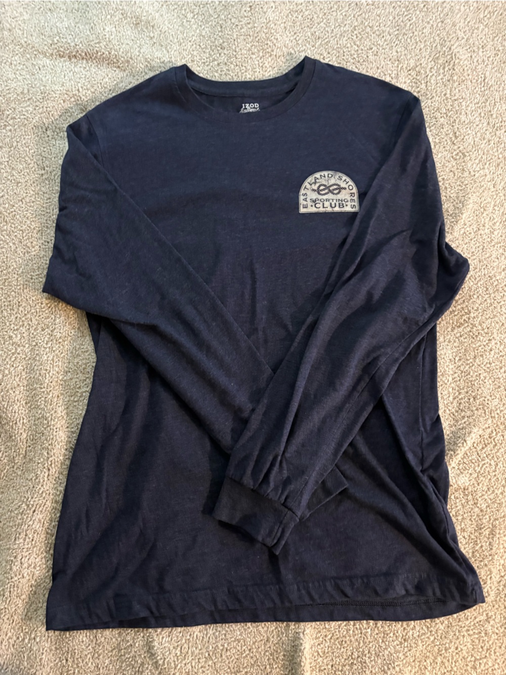 Izod Navy Blue Long Sleeve Shirt with Chest Logo